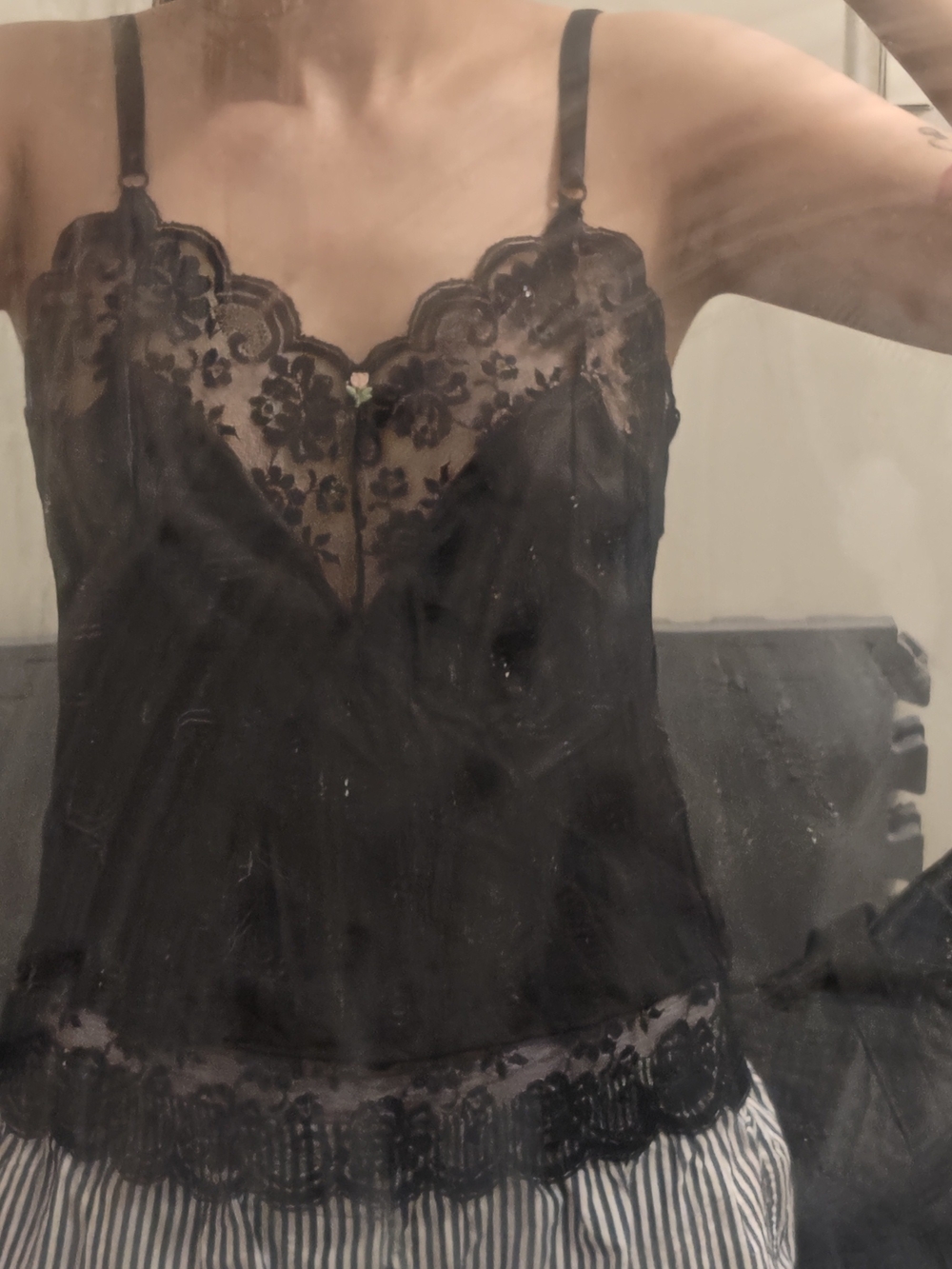 Vintage Black Lace Camisole Top